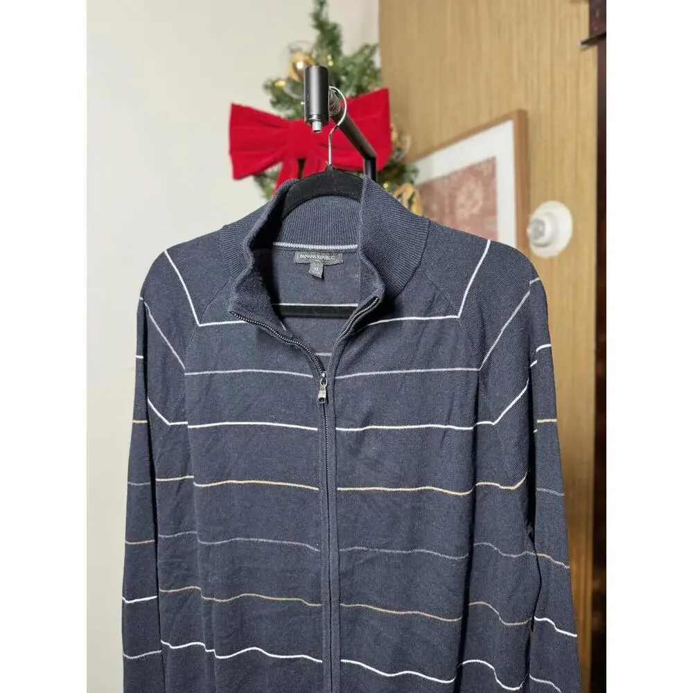 Banana Republic Men's Full-Zip Striped Sweater Jacket XL